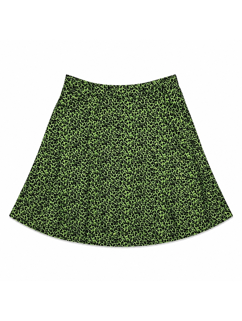 Kate Kasin Women's Green and Black Leopard Print A-Line Midi Skirt, Size 3XL